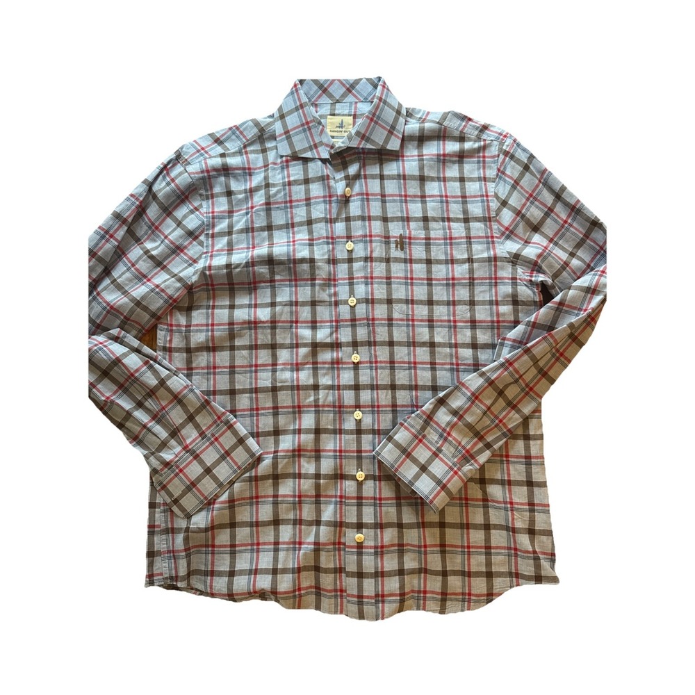 Johnnie-O Men's Hangin Out Shirt Large Blue Plaid, Long Sleeve, Button-Up Size M